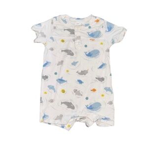 Angel Dear Whale and Fish Print Baby Romper